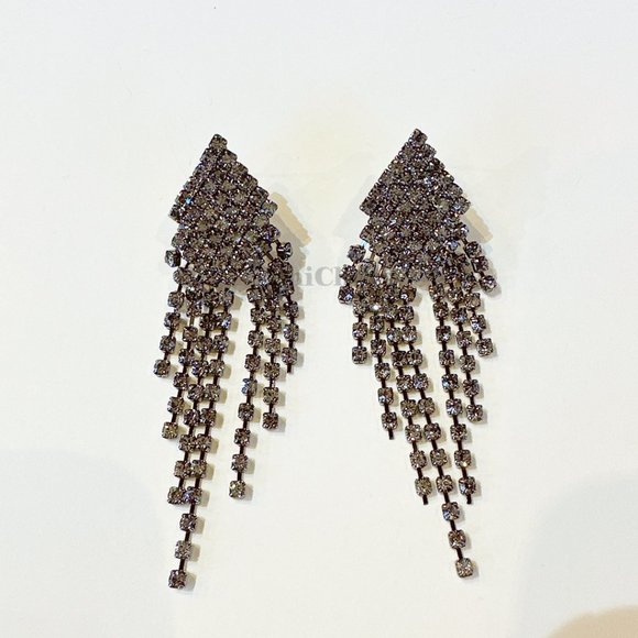 Dripping Diamond Black Rhinestone Party Earrings - Picture 8 of 8